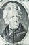 Portrait of president Andrew Jackson from the obverse side of an old 20 twenty dollars bill banknote money series 1995, old