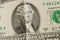 Portrait of President Thomas Jefferson on a 2 dollar bill . Close up