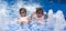 Portrait of pretty asian twins smilling and posing on swimming pool background wearing pink swim suit and sun glasses