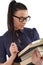 Portrait of pretty student with books