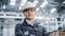 Portrait of a Professional Asian Heavy Industry Engineer Wearing Safety Uniform, Glasses and Hard