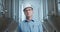 Portrait of professional industry engineer. Technician engineer wearing safety helmet . Large industrial factory