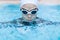 Portrait of a professional sportswoman swimmer in the water