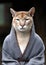 Portrait of a puma in a kimono, close-up