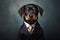 Portrait of a Puppy dressed in a formal business suit