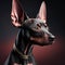 Portrait of a purebred doberman dog on a black background Generative AI