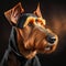 Portrait of a purebred doberman dog on a dark background Generative AI