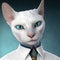 Portrait of a purebred noble white Sphinx cat