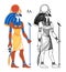 Portrait of Ra, Egyptian god of sun. Most important god in Ancient Egypt. Also known as Amun-Ra and Ra-Horakhty. Vector