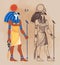 Portrait of Ra, Egyptian god of sun. Most important god in Ancient Egypt. Also known as Amun-Ra and Ra-Horakhty. Vector