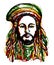 Portrait of rastaman. Jamaica theme. Reggae concept design. Tattoo art.