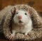 Portrait of a rat peeking out of a wool sock