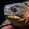 Portrait of a red-chested turtle on a black background