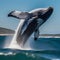 A portrait of a regal humpback whale breaching gracefully in the ocean3