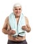 Portrait of relaxed middle aged man holding towel