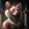 Portrait of a Renaissance Sphynx Cat Lady. AI Generated