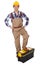 Portrait of repairman standing on toolbox