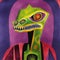 Portrait of a reptilian. Anthropomorphic lizard man. Digital illustration. Abstract style