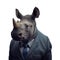Portrait of a Rhino dressed in a formal business suit