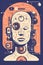 Portrait of a robot in moder style. Concept of artificial intelligence. Generative AI