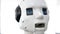Portrait of a robots head. White modern robot at the exhibition of new technologies. Modern Robotic Technologies.