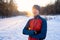 Portrait of a runner dressed in warm sportswear