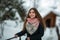 Portrait of a russian happy girl outdoors in winter.