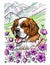 Portrait of saint bernard dog in blooming mountains