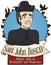 Portrait with Saint John Bosco and Greetings for Magicians` Day, Vector Illustration