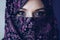 Portrait of scared beautiful arabic middle eastern woman