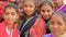 Portrait of school girls visiting Jaisalmer fort