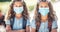 Portrait of schoolchildren with face masks during Covid-19 quarantine