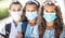 Portrait of schoolchildren with face masks during Covid-19 quarantine