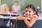 Portrait of schoolgirl in classroom