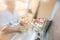 Portrait, scientist cutting plant tissue culture in petri dish,