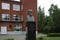 Portrait sculpture of Russian agriculturist and professor Ivan Stebut. Cloudy summer view.