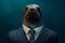 Portrait of a Sealion dressed in a formal business suit