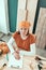 Portrait of self employed female carpenter in her woodwork workshop