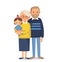 Portrait of senior couple grandparents with grandchild. Grandma grandpa with granddaughter.