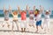 Portrait of senior friends at the beach