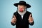 Portrait of an senior jewish man celebrating red nose day