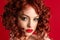 Portrait sensual charming woman with red hair