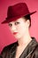 Portrait of sensuality stylish woman in red hat