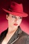 Portrait of sensuality stylish woman in red hat