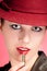 Portrait of sensuality stylish woman in red hat