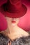 Portrait of sensuality stylish woman in red hat