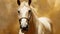Portrait of a Serene White Horse on Gold