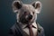 Portrait of a serious koala in a business suit. Generative ai