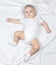 Portrait of a seven-month-old baby on a white background