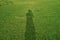 Portrait shadow and silhouette of photographer on the grass field.